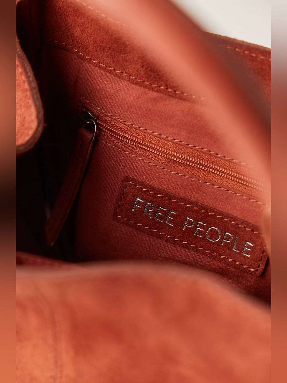 NWT FREE PEOPLE Barlow Suede Bucket Bag | Rust MSRP $78 CURRENT - Picture 5 of 8